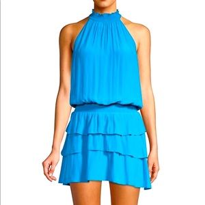Ramy Brook Perla Tiered Dress Pool Blue size Small
